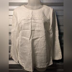 J. Crew White Textured Blouse Size 2